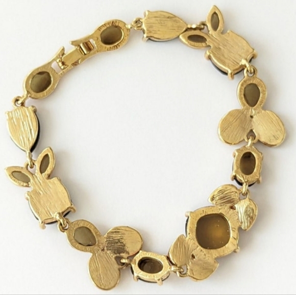 VINTAGE Gold Tone and Brown Stone Chunky Costume Jewelry - Picture 6 of 6